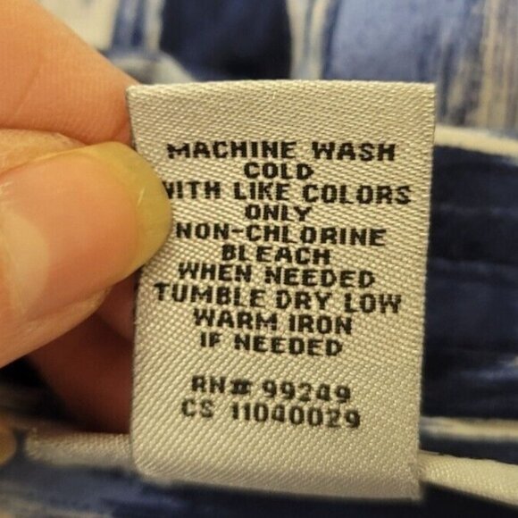 Catherines Womens Button Up Artsy Ikat Top Size 4X Blue Office Career Abstract - Picture 5 of 9